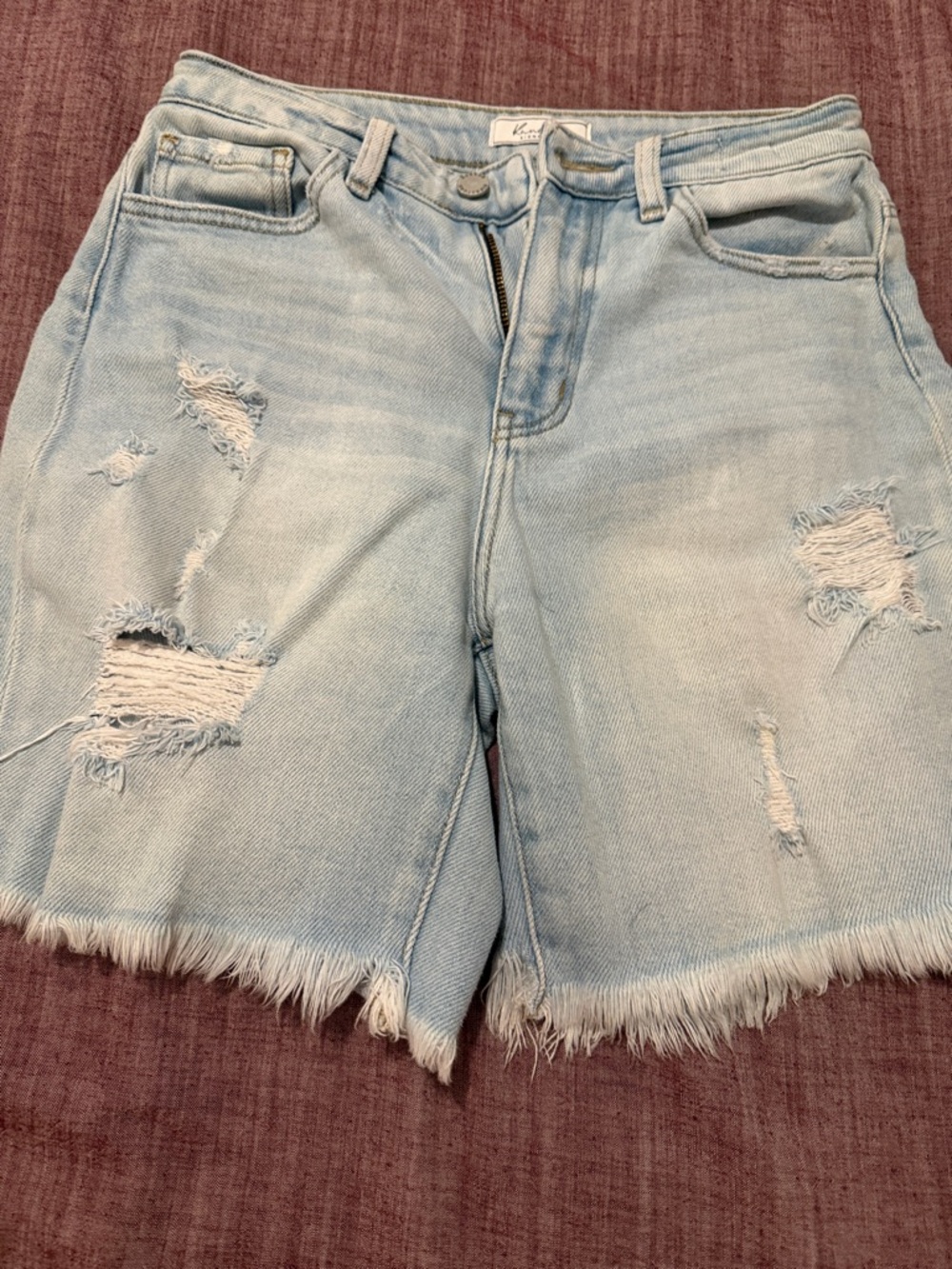 KanCan Light Blue Distressed Denim Shorts